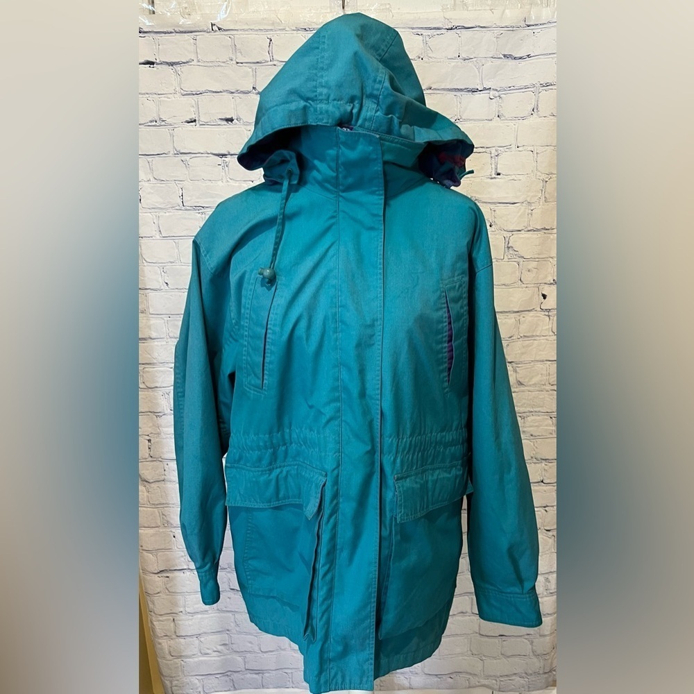 Vintage Pacific Trail Coat Teal Purple Hooded Jacket Coat Lined Outerwear XL